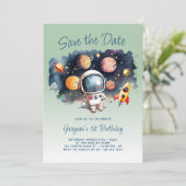 Sla de datum Outerspace Planets 1e verjaardag op Save The Date (Staand voorkant)
