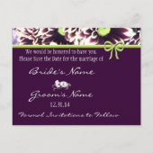 Sla de datum Paarse en Limoen Daisies op Aankondigingskaart (Achterkant)