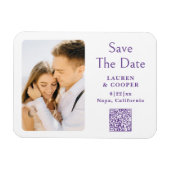 Sla de datum Paarse Wit Stijlvolle Moderne Huwelij Magneet (Horizontaal)