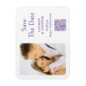 Sla de datum Paarse Wit Stijlvolle Moderne Huwelij Magneet (Verticaal)