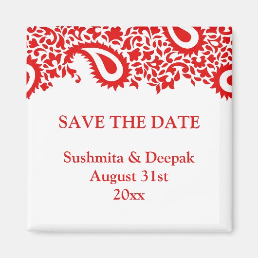 Sla de datum Paisleys Elegante Indische Magneet (Voorkant)