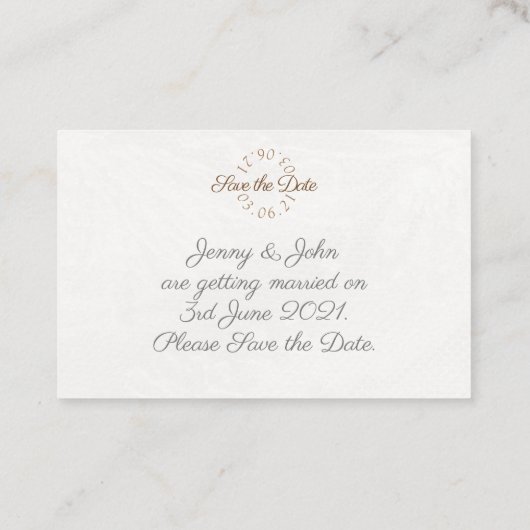 Sla de datum parel hart bunting kaart visitekaartje (Achterkant)