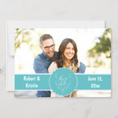 Sla de datum paren foto Blauwgroen Magnetische Uitnodiging (Voorkant)