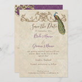 Sla de datum,  pauw & ets bruiloft kaart (Voorkant / Achterkant)