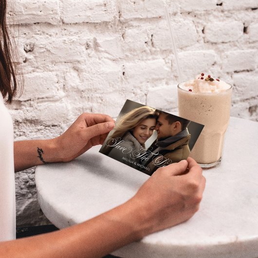 Sla de datum Photo Classy Calligraphy Script op Save The Date