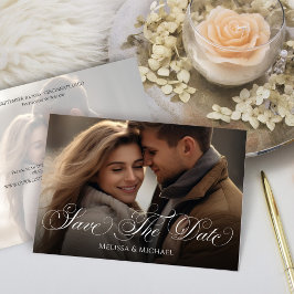Sla de datum Photo Classy Calligraphy Script op Save The Date