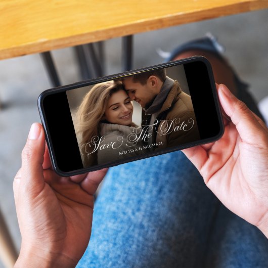 Sla de datum Photo Classy Calligraphy Script op Save The Date