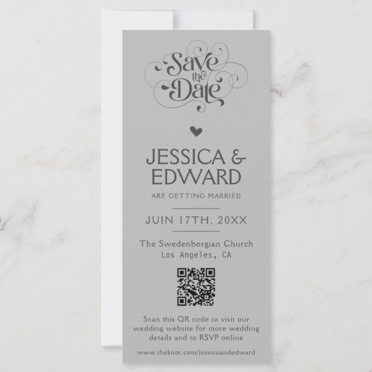 Sla de datum PhotoBooth QR Code Lichtgrijs Modern  (Achterkant)