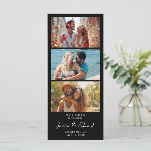 Sla de datum PhotoBooth QR Code Zwart Wit Chic op (Staand voorkant)