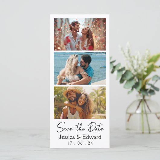 Sla de datum PhotoBooth QR Code Zwart Wit Chic op (Staand voorkant)