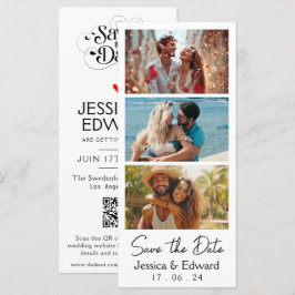 Sla de datum PhotoBooth QR Code Zwart Wit Chic op