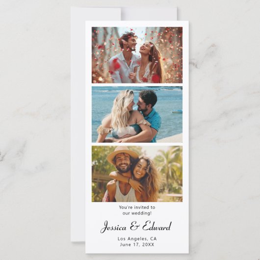 Sla de datum PhotoBooth QR Code Zwart Wit Chic op (Voorkant)