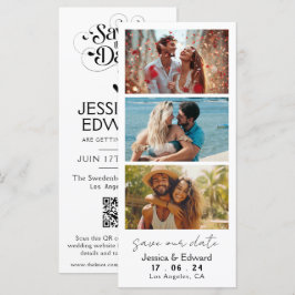 Sla de datum PhotoBooth QR Code Zwart Wit Chic op