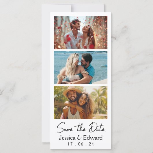 Sla de datum PhotoBooth QR Code Zwart Wit Chic op (Voorkant)