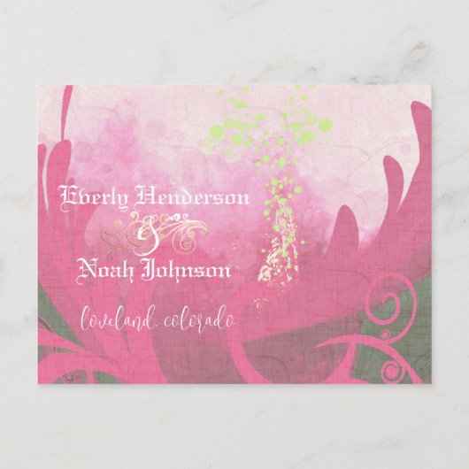 Sla de datum Pink Yarrow Cala Lily Briefkaart op (Achterkant)