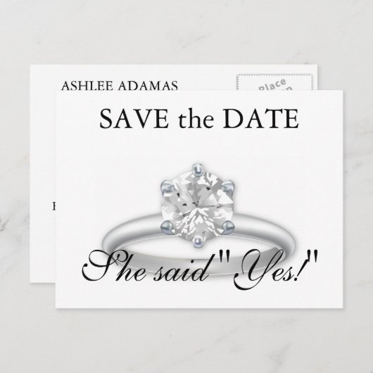 Sla de datum Platinum Diamond Ring Kaarten (Voorkant / Achterkant)