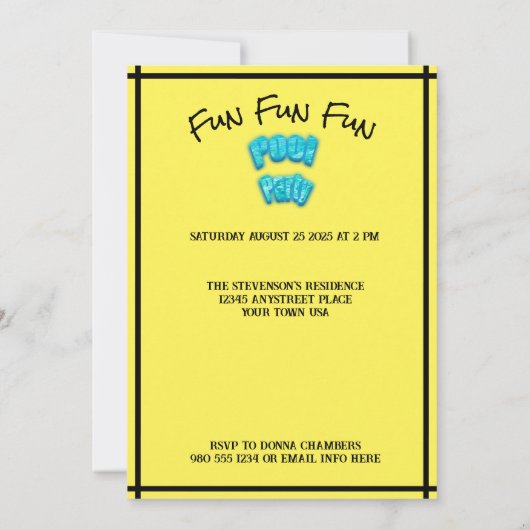 Sla de datum Pool Party Fun Verjaardag Geel Save The Date (Achterkant)
