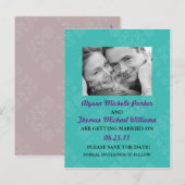 Sla de datum post Kaart met uw foto (Blauwgroen) (Voorkant / Achterkant)