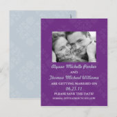 Sla de datum post Kaart met uw foto (Paarse) (Voorkant / Achterkant)