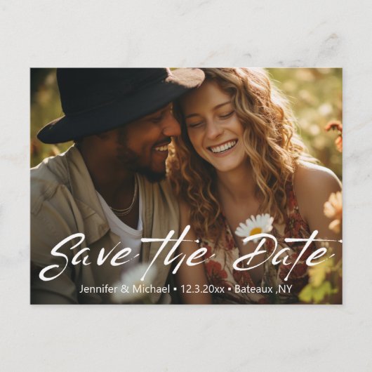 Sla de datum QR-code foto wit handschrift op Aankondigingskaart (Voorkant)