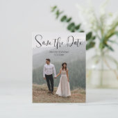 sla de datum qr code paar 2 foto's bruiloft op aankondigingskaart (Staand voorkant)