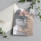 sla de datum qr code paar foto's trouwteken op aankondigingskaart