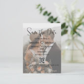 sla de datum qr code paar getande fotobruiloft op aankondigingskaart (Staand voorkant)