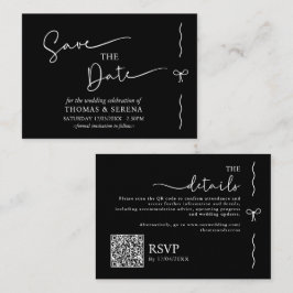 Sla de datum QR code zwart wit monochroom op Notitiekaartje