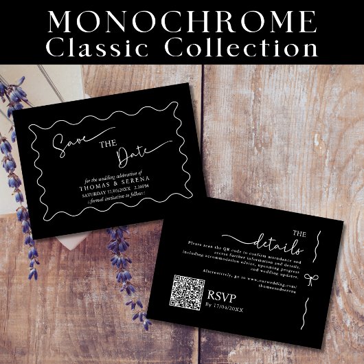 Sla de datum QR code zwart wit monochroom op Notitiekaartje