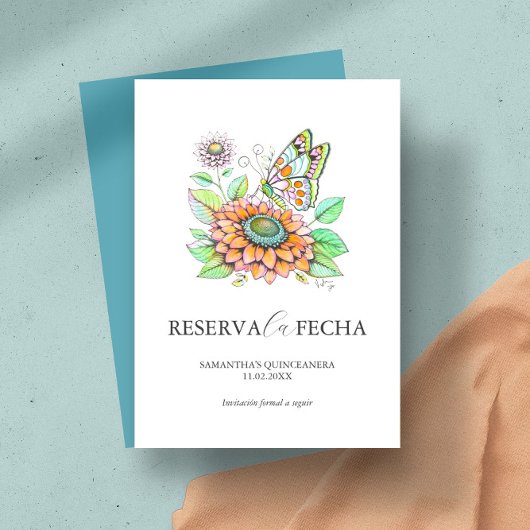Sla de datum Quinceañeras Vlinders Save The Date
