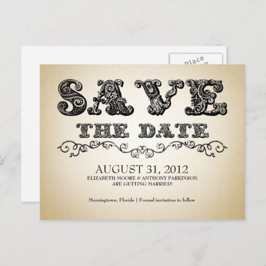 Sla de datum retro  briefkaarten (Voorkant / Achterkant)