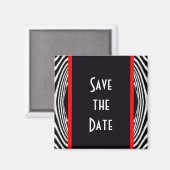 Sla de datum Retro Chic Wedding Zebra Zigzag op Magneet (Voorkant / Achterkant)