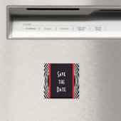 Sla de datum Retro Chic Wedding Zebra Zigzag op Magneet (Insitu (Vaatwasser))