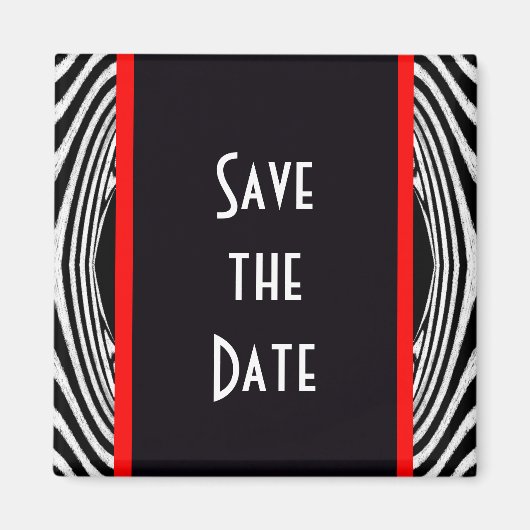 Sla de datum Retro Chic Wedding Zebra Zigzag op Magneet (Voorkant)