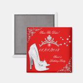 Sla de datum rode hoge hakken schoenen tiara magneet (Voorkant / Achterkant)