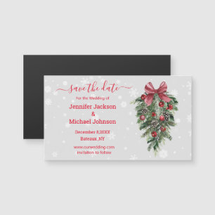 Sla de datum rode kerst decormagneet op