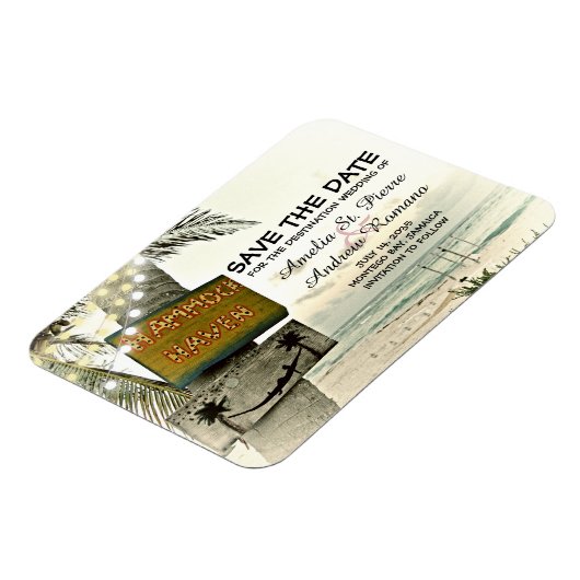 Sla de datum  Romantische strandbestemming op Magneet (Linkerzijde)