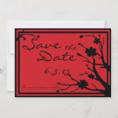 Sla de datum rood zwart aangepaste bruiloft uitnod save the date (Voorkant)