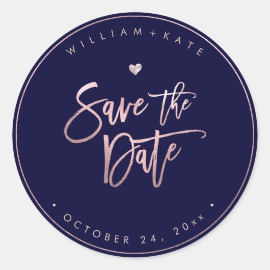 Sla de datum, Roos Gouden Script, DIY Achtergrond  Ronde Sticker (Voorkant)