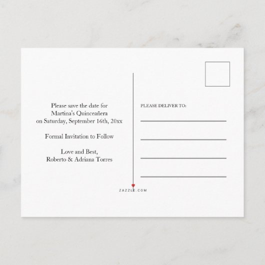 Sla de datum roze en Roos gouden fijne kunst op Aankondigingskaart (Achterkant)