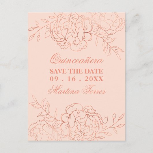 Sla de datum roze en Roos gouden fijne kunst op Aankondigingskaart (Voorkant)