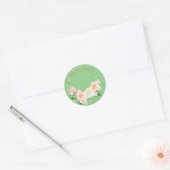 Sla de datum rozen groene krans op  ronde sticker (Envelop)