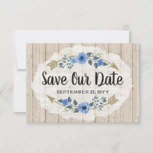 Sla de datum rustieke Boho pijlen & bloemenhuwelij Save The Date