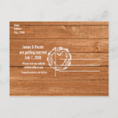 Sla de datum rustieke eiken hout & hart stomp foto aankondigingskaart (Achterkant)