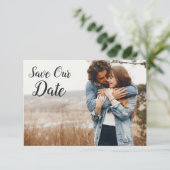 Sla de datum rustieke Floral Skull Boho fotokaart Save The Date (Staand voorkant)