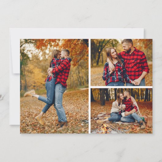 Sla de datum rustieke hout rode klaproos 4-foto ka kaart (Achterkant)