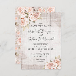 Sla de datum rustieke hout & romantische Rozen Kaa Kaart