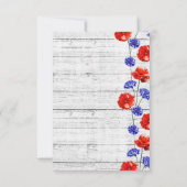 Sla de datum rustieke houten rode papaver bloemige kaart (Achterkant)