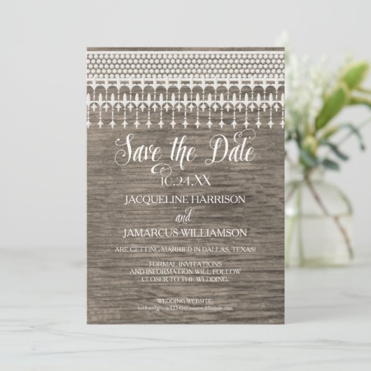 Sla de datum rustieke  kant houten hek kaart (Staand voorkant)