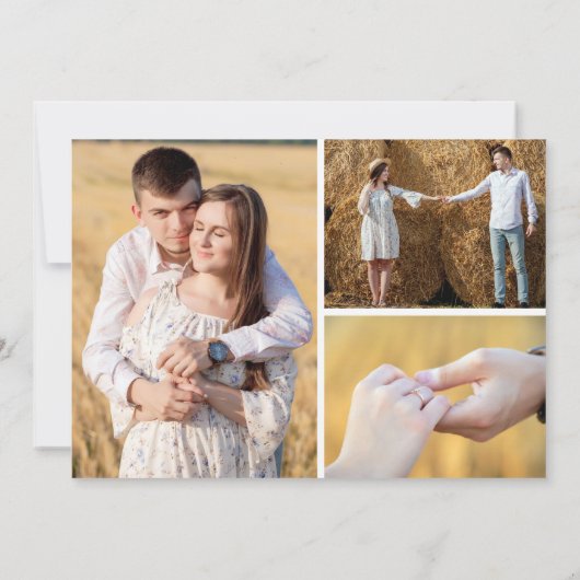 Sla de datum rustieke turquoise bloemen 4-foto kaa kaart (Achterkant)